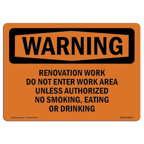 Sign, 7" H, 10" W, Aluminum, Renovation Work Do Not Enter Work Area, Landscape, L-12813